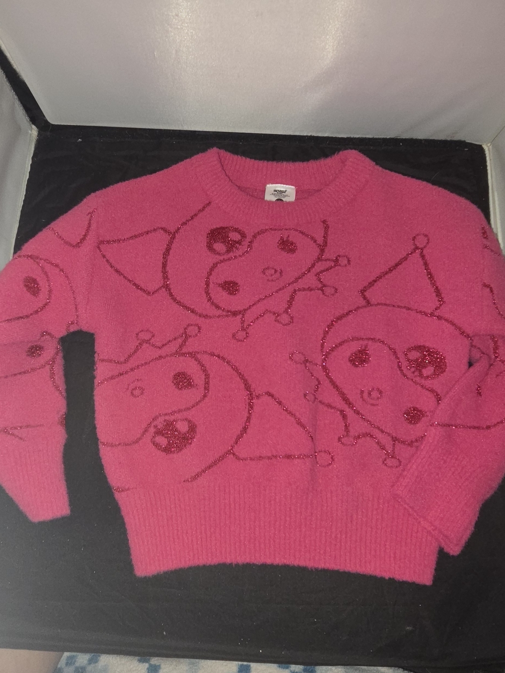 😈 Sanrio Hello Kitty & Friends Kuromi Fuzzy Glitter Sweater